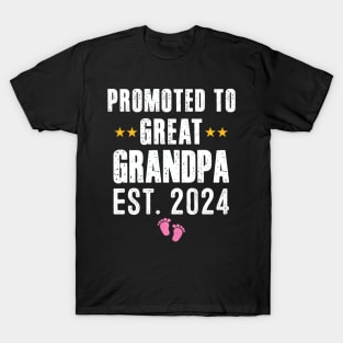 New Grandpa 2024 Promoted To Great Grandpa 2024 It's A Girl T-Shirt